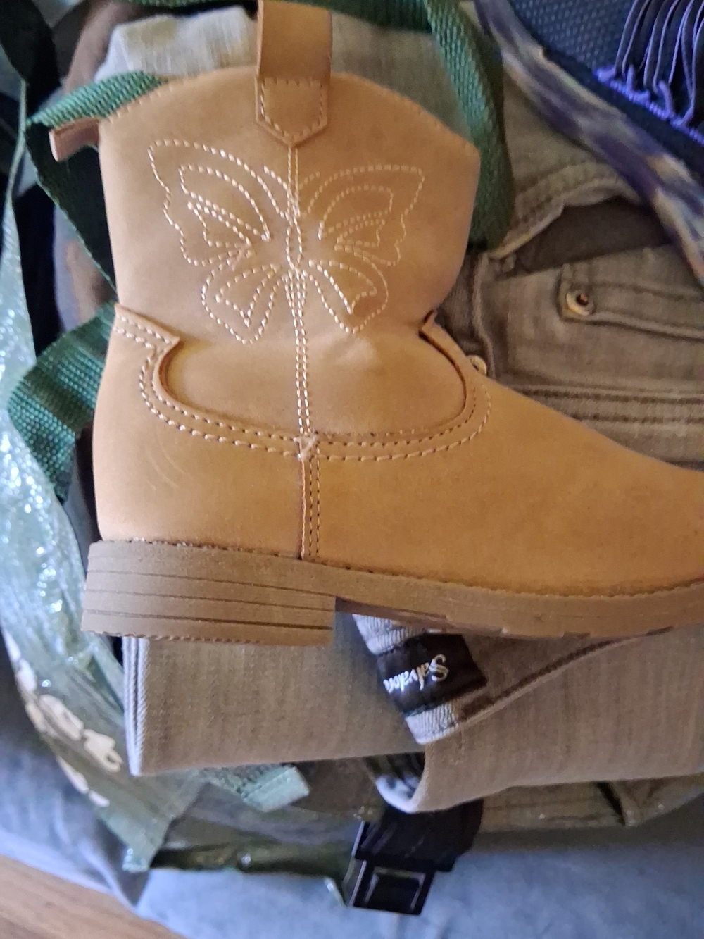 Carter's Tan Butterfly Embroidered Kids Boot